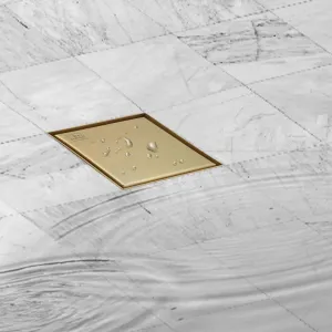 Brushed Gold Square Shower Drain 150 x 150mm