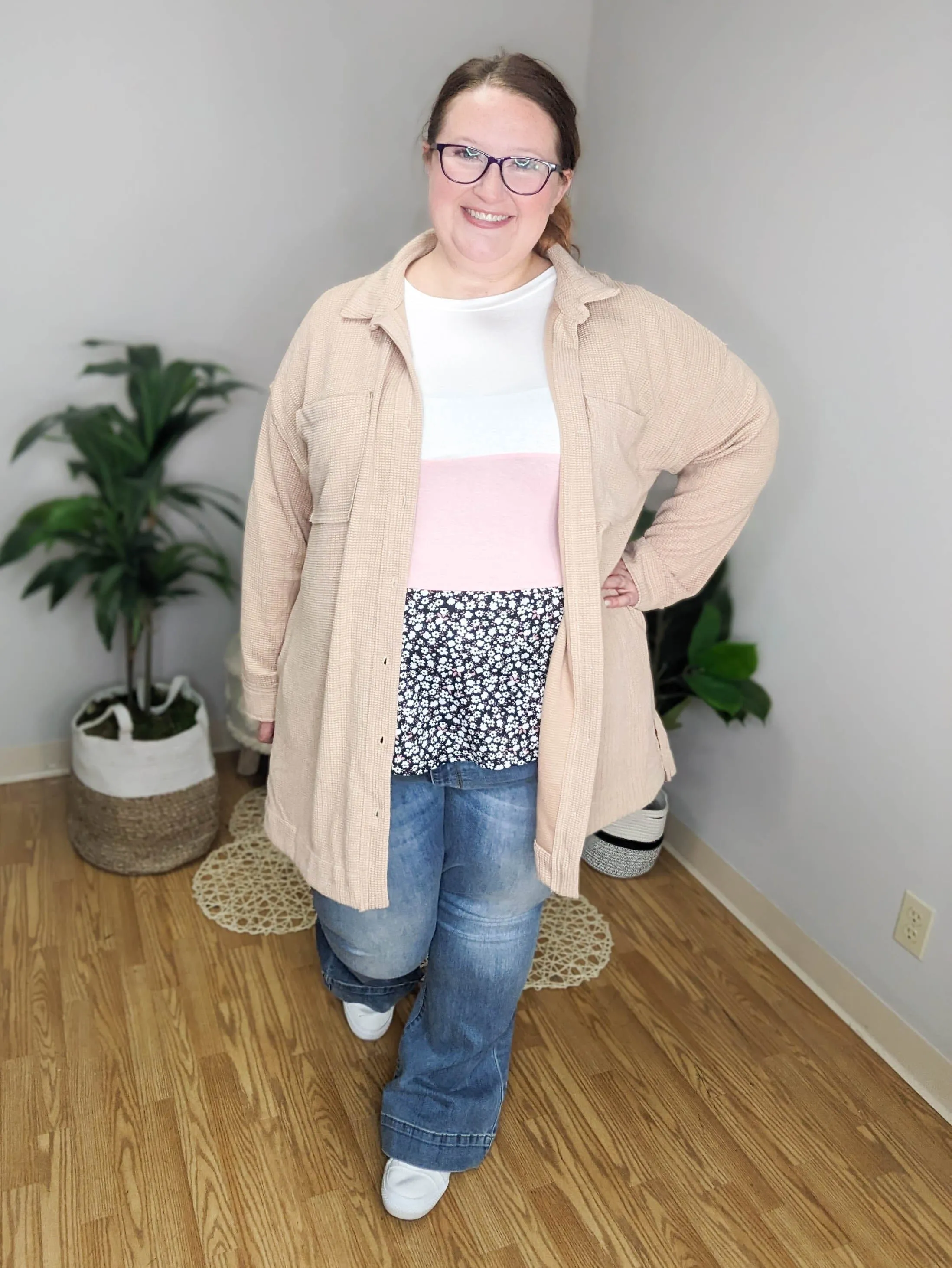 Brynn Tiered Lightweight Long Sleeve Floral Colorblock Top