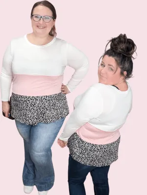 Brynn Tiered Lightweight Long Sleeve Floral Colorblock Top