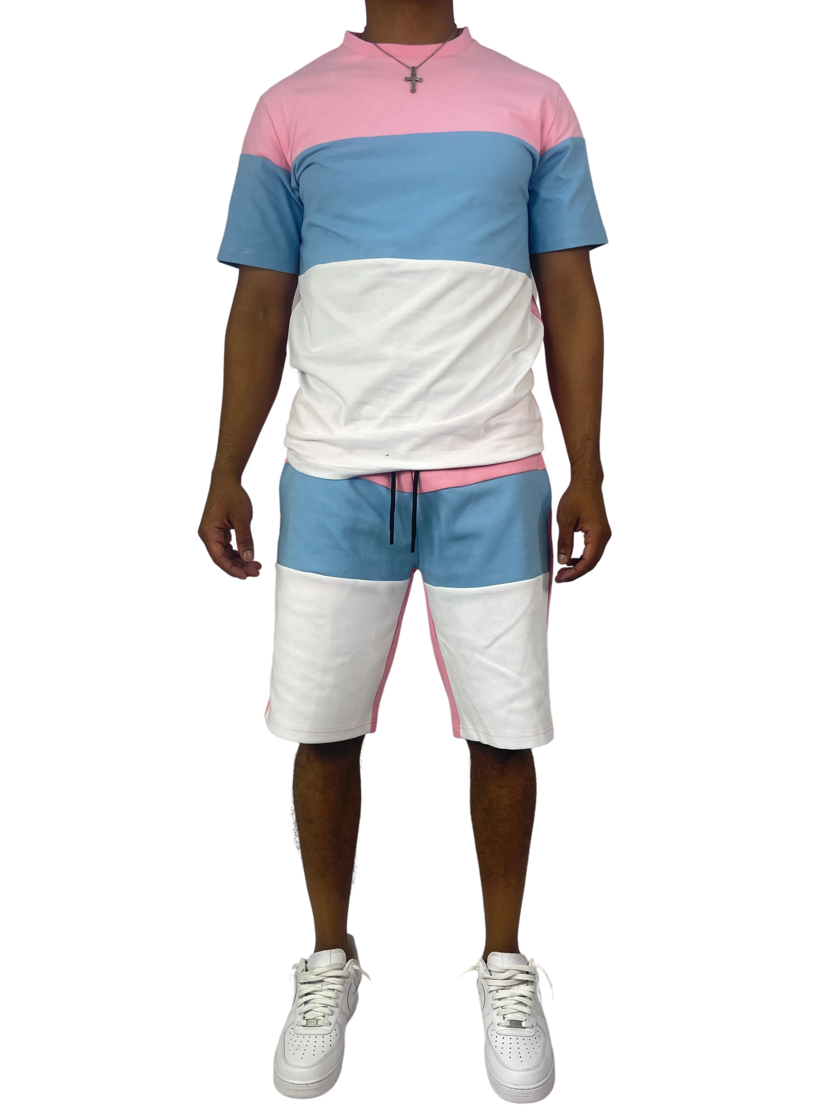BT-BT229501-Colorblock Short Set
