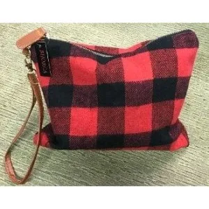 BUFFALO PLAID MAKE UP BAG RED