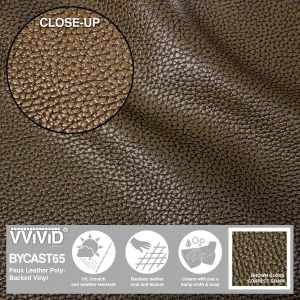 Bycast65 Brown Correct-Grain Pattern Faux Leather Marine Vinyl Fabric