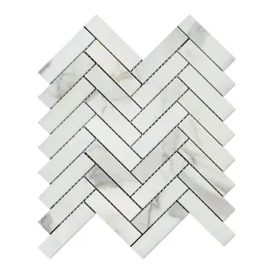 Calacatta Gold (Italian Calcutta) Marble 1 X 4 Herringbone Mosaic Tile, Polished