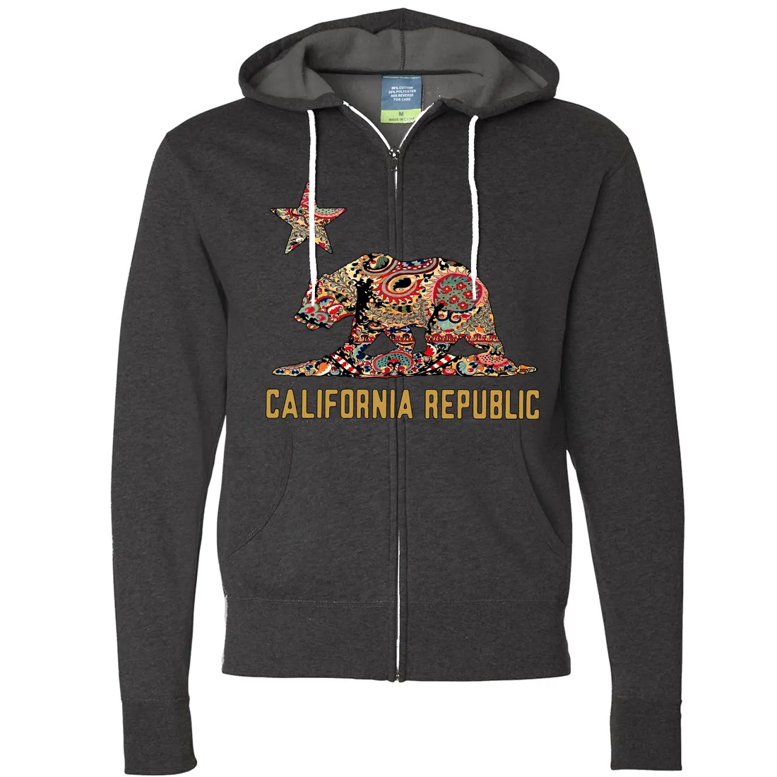 California Republic Paisley Bear Zip-Up Hoodie