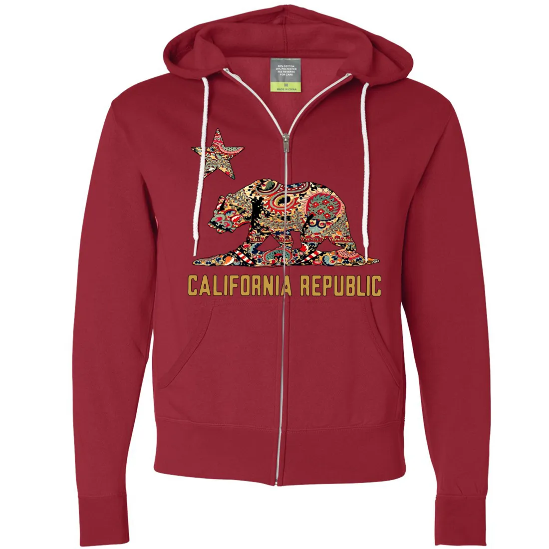 California Republic Paisley Bear Zip-Up Hoodie