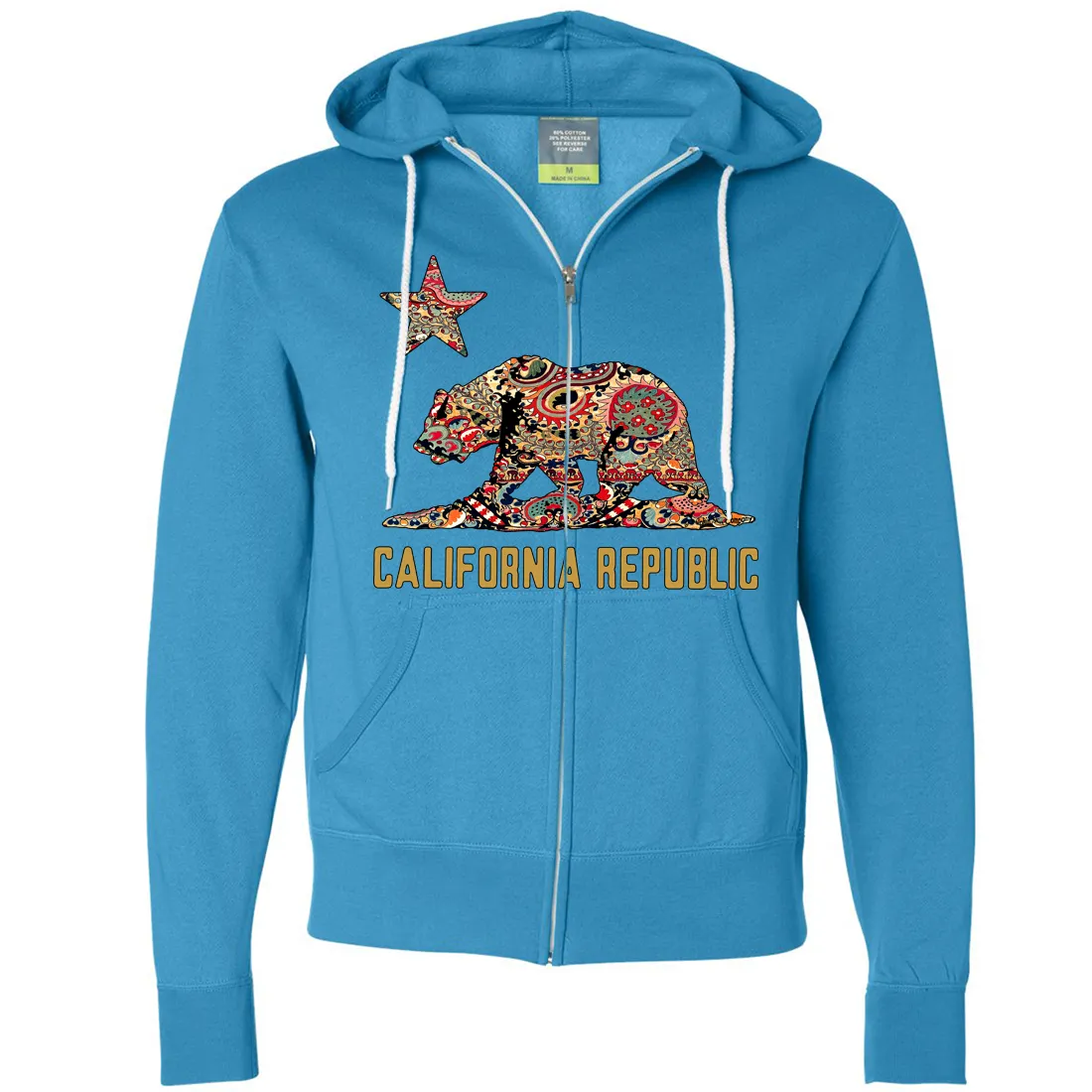 California Republic Paisley Bear Zip-Up Hoodie