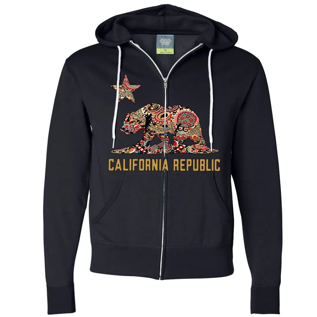 California Republic Paisley Bear Zip-Up Hoodie