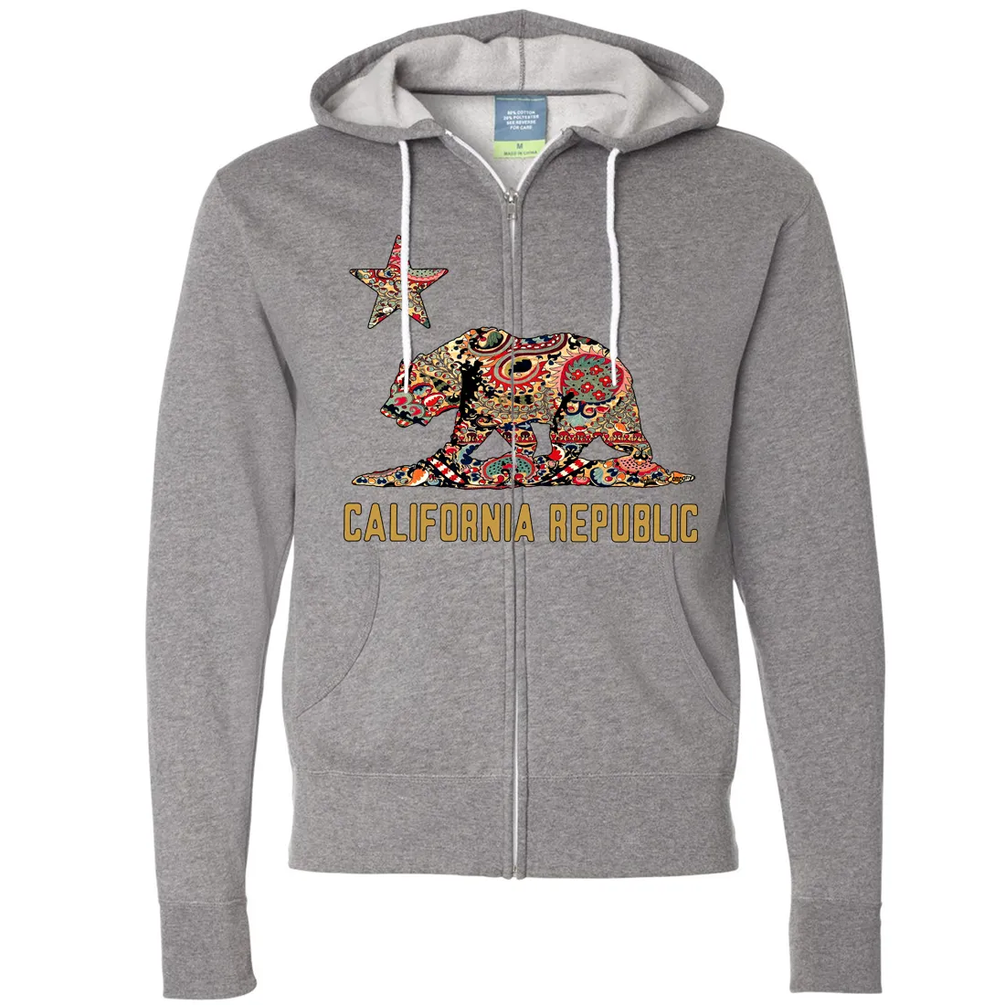 California Republic Paisley Bear Zip-Up Hoodie