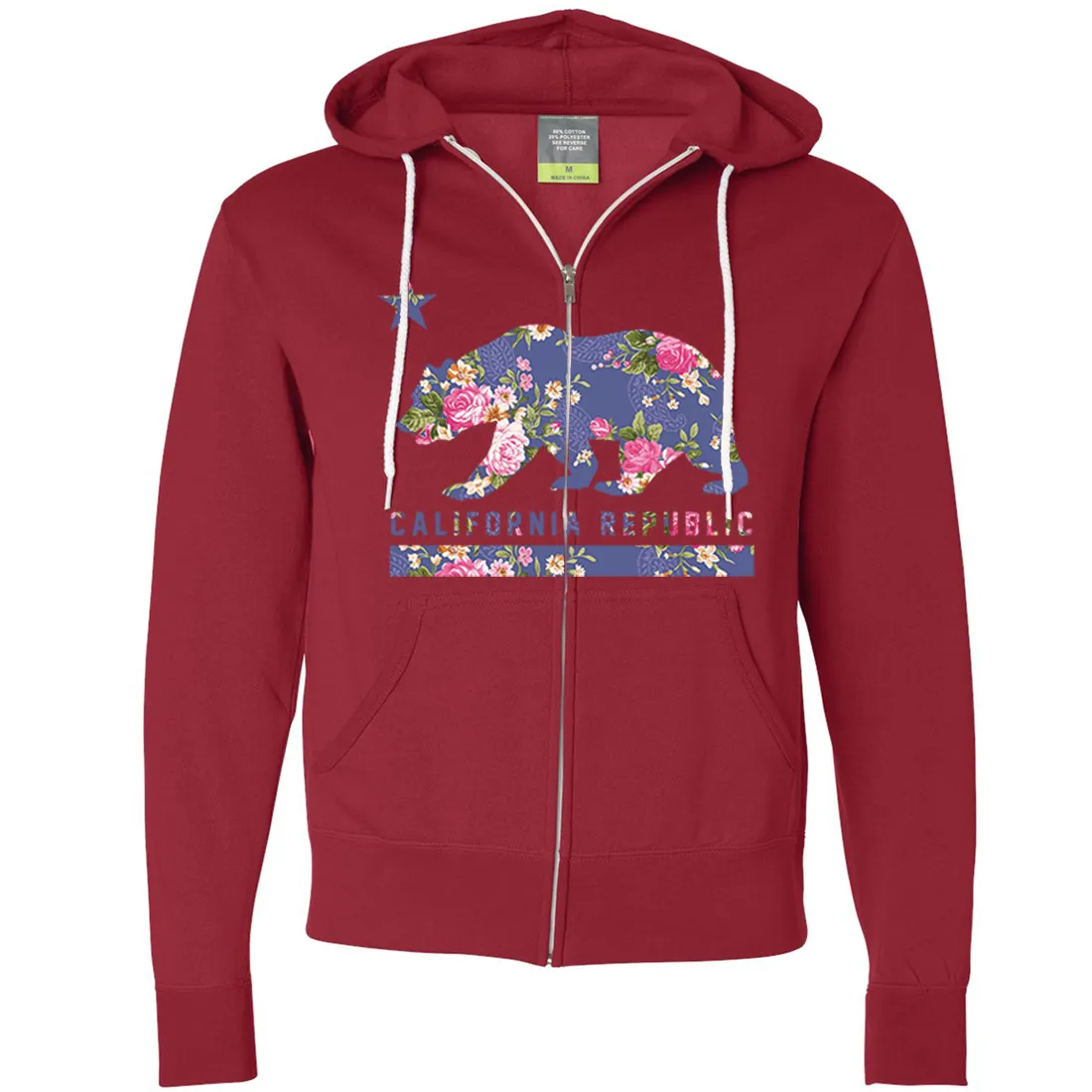 California Republic Paisley Flower Bear Zip-Up Hoodie