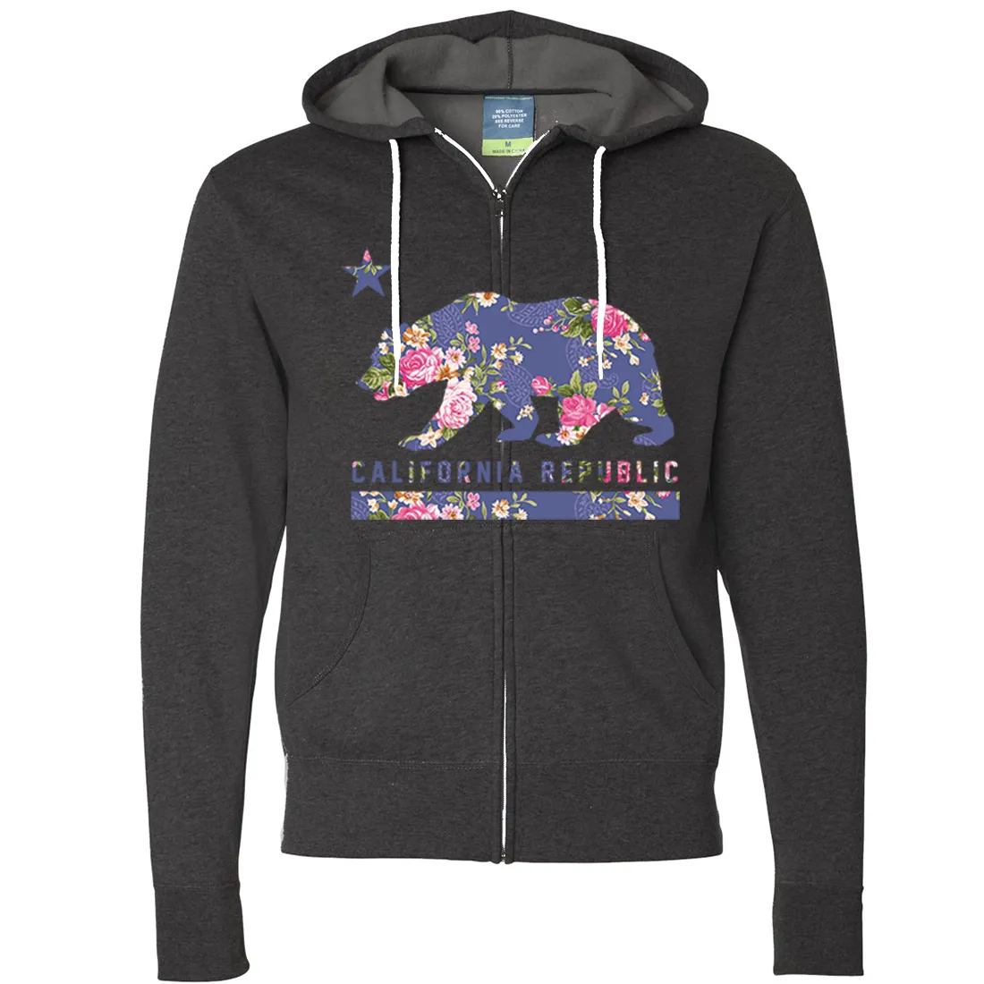 California Republic Paisley Flower Bear Zip-Up Hoodie