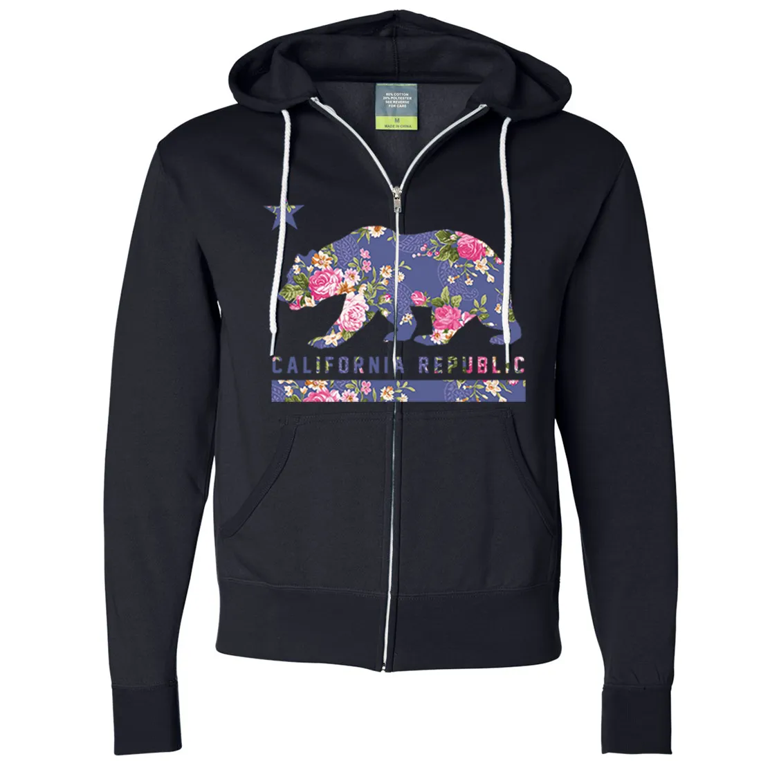 California Republic Paisley Flower Bear Zip-Up Hoodie