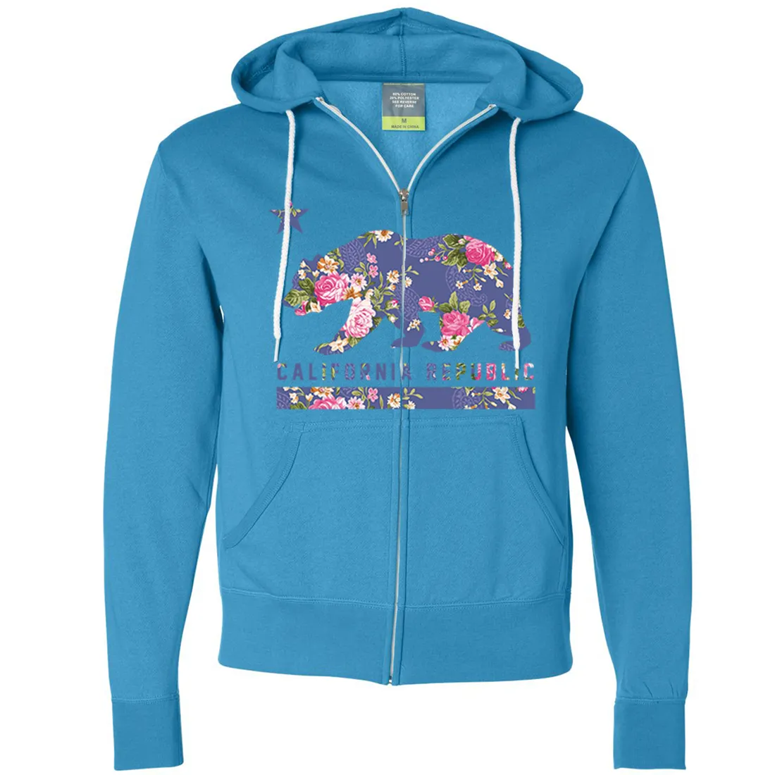 California Republic Paisley Flower Bear Zip-Up Hoodie