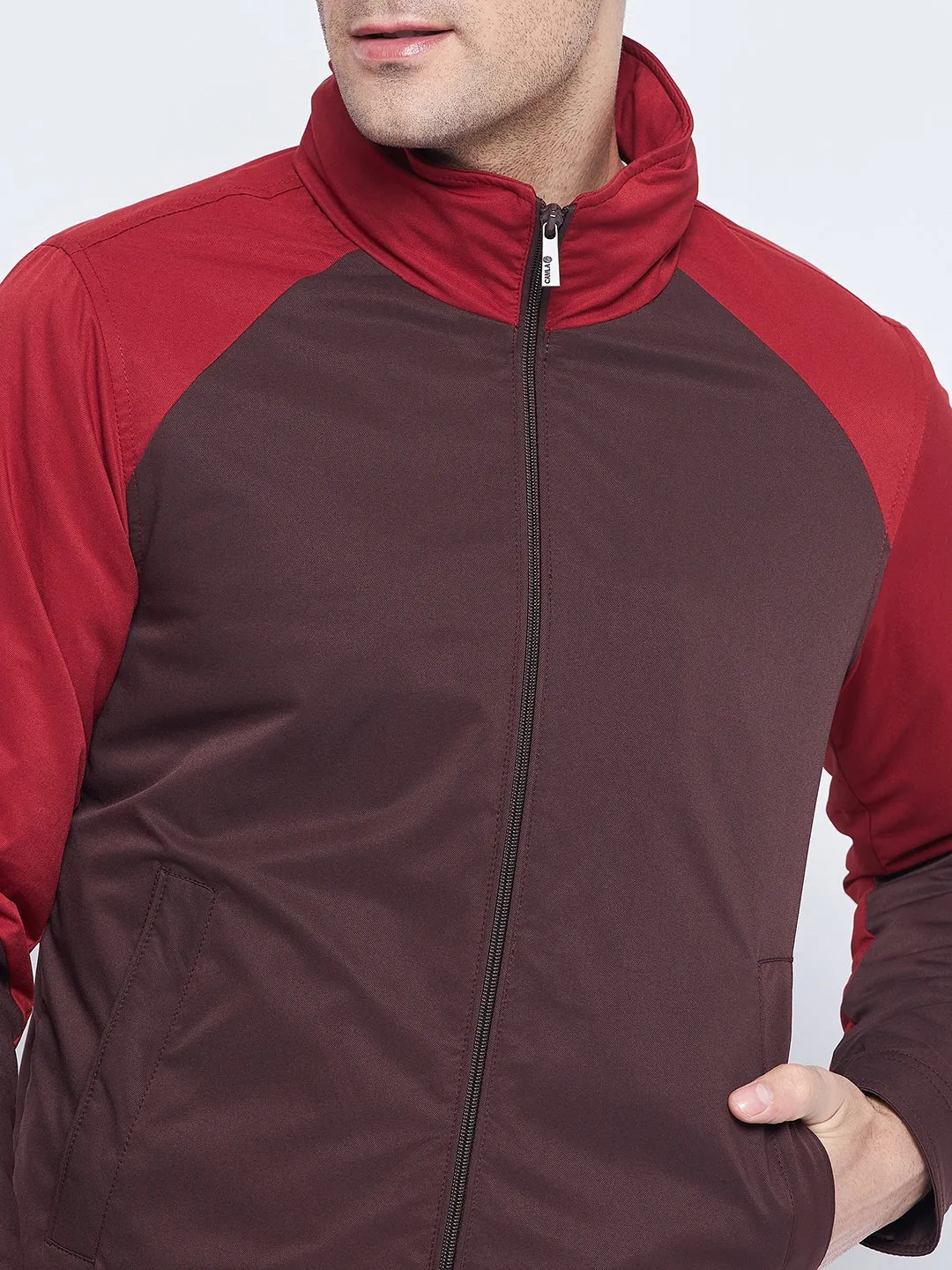 Camla Barcelona Wine And Red Colourblocked Jacket