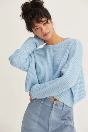 Can't Get Enough Knit Sweater Top- Baby Blue