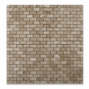 Cappuccino Marble Polished 1 X 2 Mosaic Tile on Mesh - Box of 5 sq. ft.
