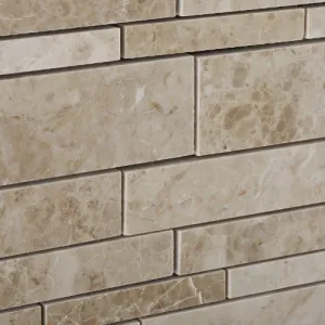 Cappuccino Marble Polished Random-Strip Mosaic Tile on Mesh - Box of 5 sq. ft.