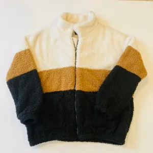 CARACILIA Colorblock Sherpa Zip Up Pullover Size Large