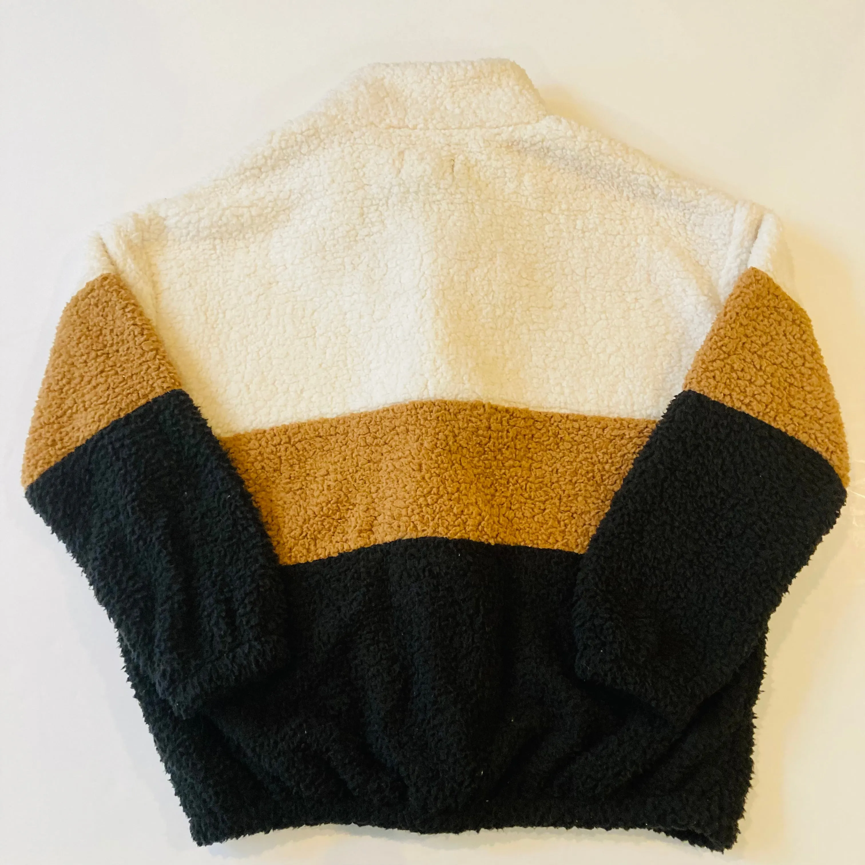 CARACILIA Colorblock Sherpa Zip Up Pullover Size Large
