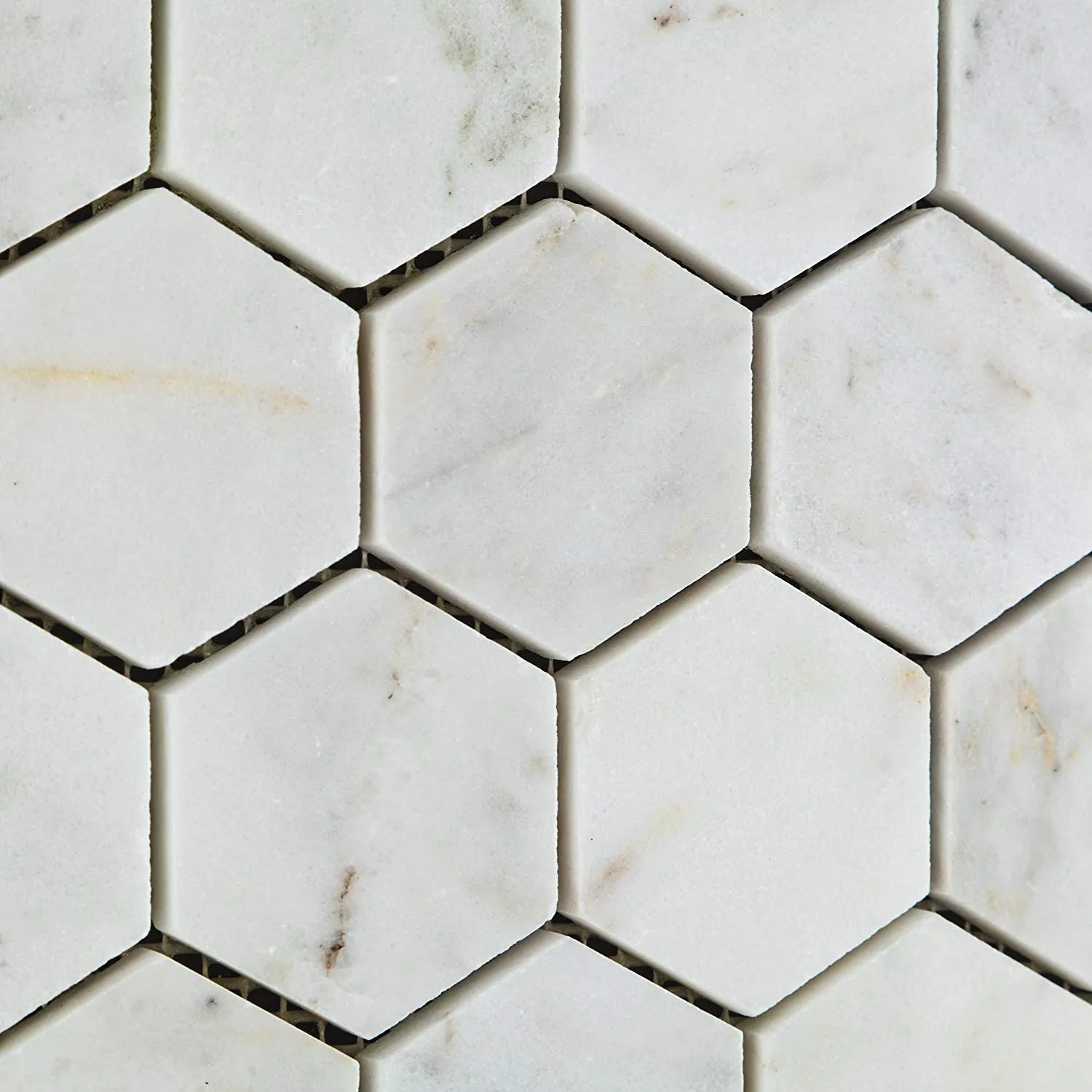 CARRARA WHITE Bianco Venatino Marble 2" POLISHED Hexagon Mosaic Tiles