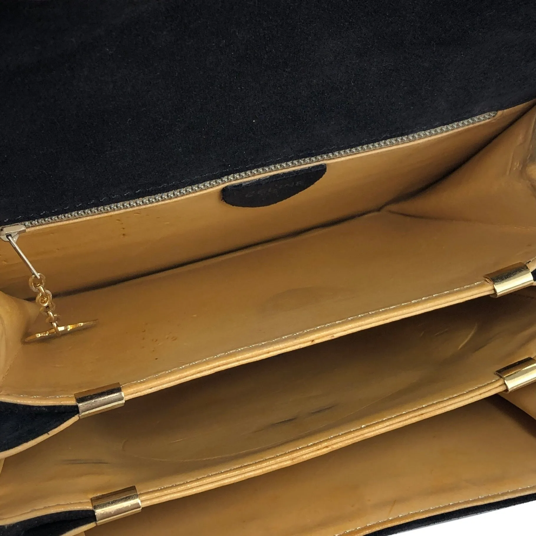 CELINE Horseshoe Suede Leather Two-way Handbag Shoulder bag Black Vintage 47tmub