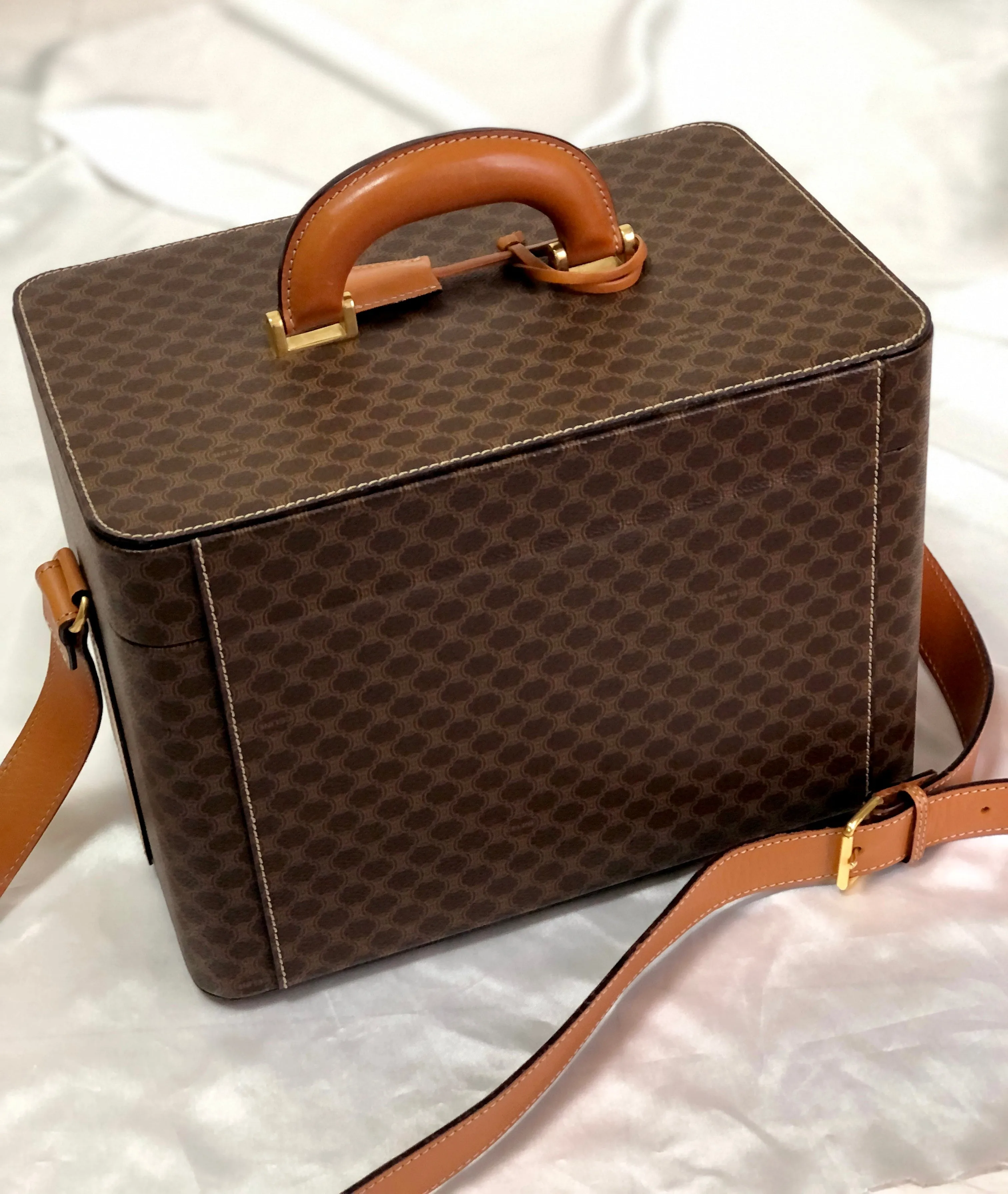 CELINE Macadam Metal Closure Box Two-way Shoulder bag Vanity bag Brown Vintage Old CELINE uakr4w