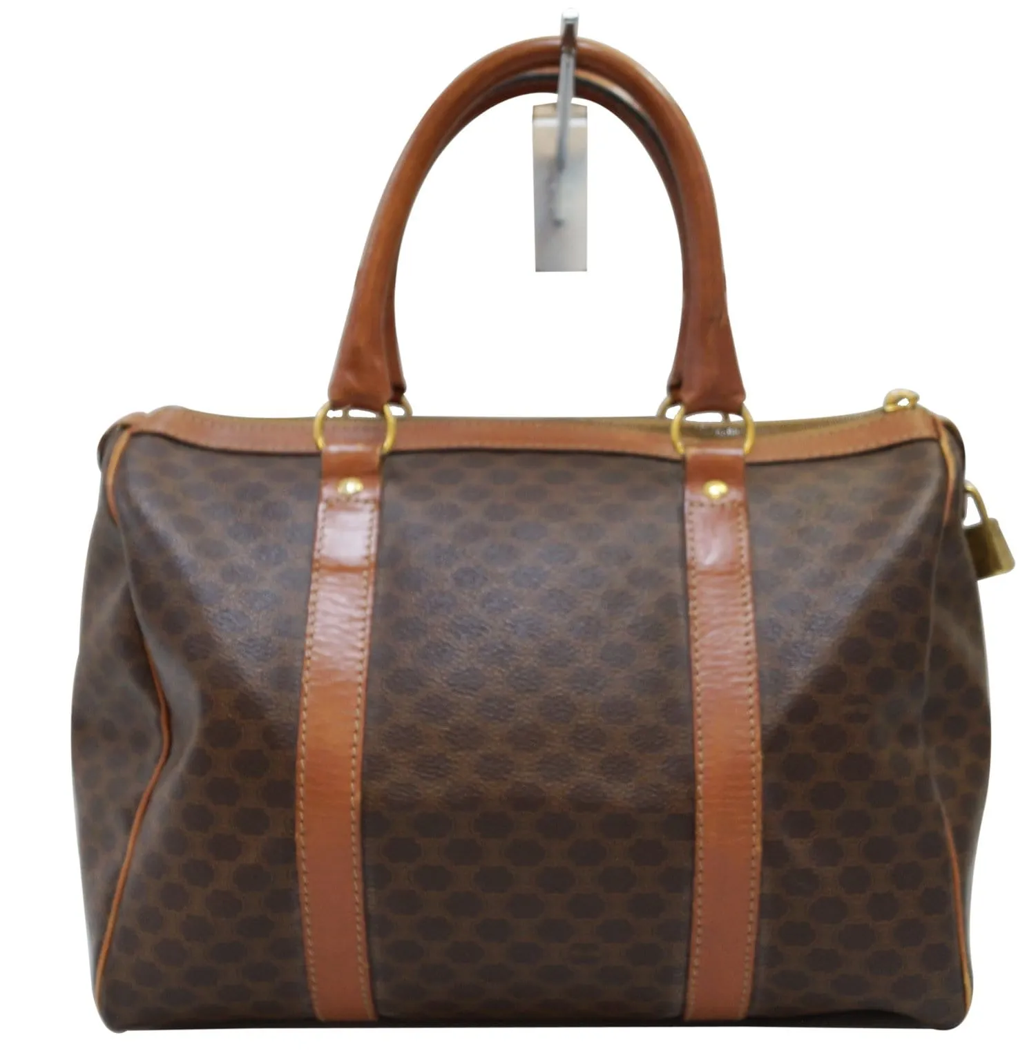 Celine Macadam Pattern PVC Leather Brown Satchel Bag