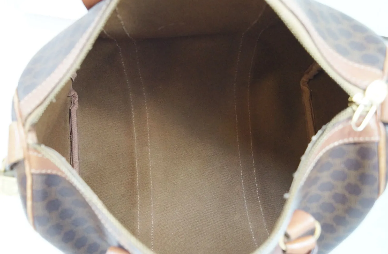 Celine Macadam Pattern PVC Leather Brown Satchel Bag