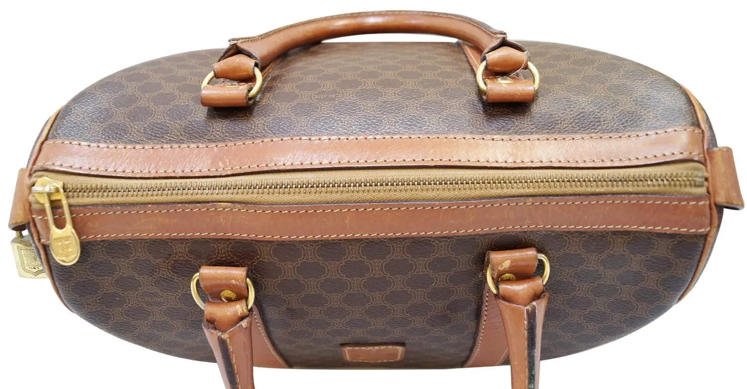 Celine Macadam Pattern PVC Leather Brown Satchel Bag