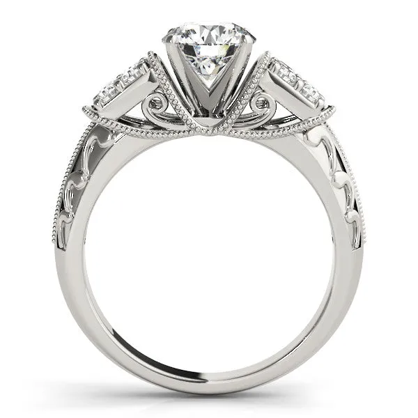 cents (1.314K White Gold Round Brilliant Diamond Vintage Inspired Engagement Ring With Pave Accents