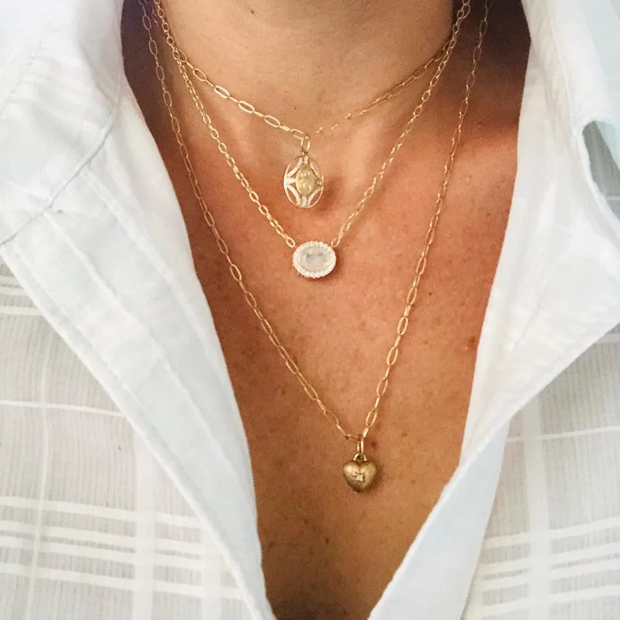 Charm Heart in White Diamond Brushed
