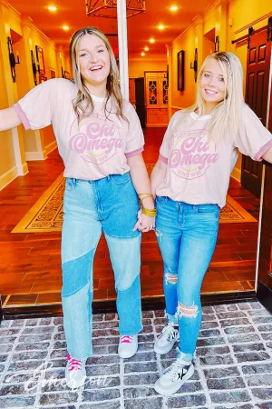 Chi Omega Recruitment Colorblock Ringer Tee