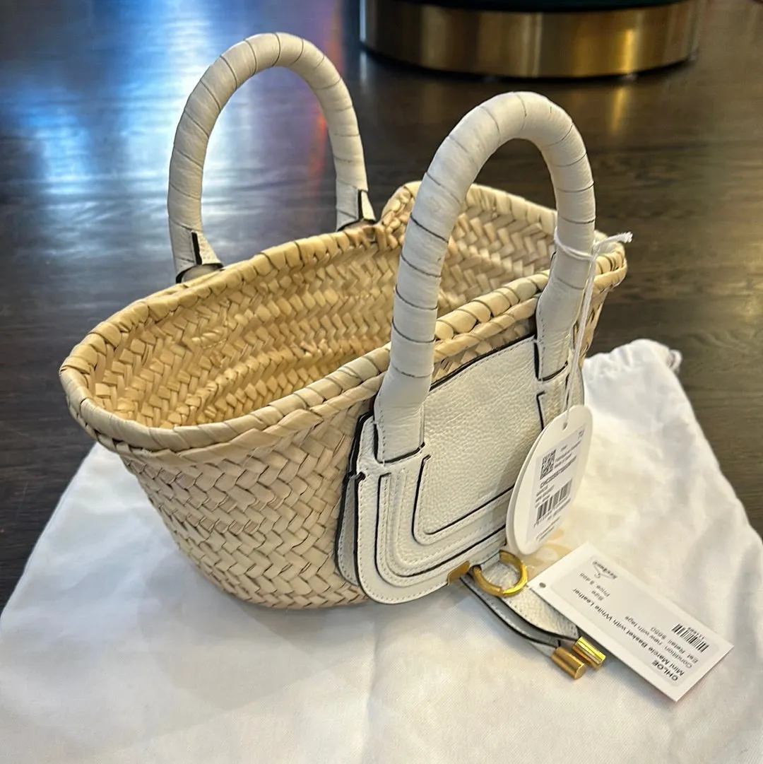 Chloe Mini Marcie Basket with White Leather