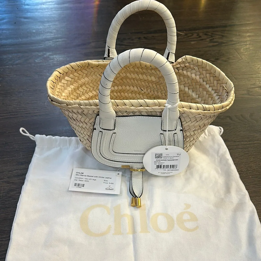 Chloe Mini Marcie Basket with White Leather