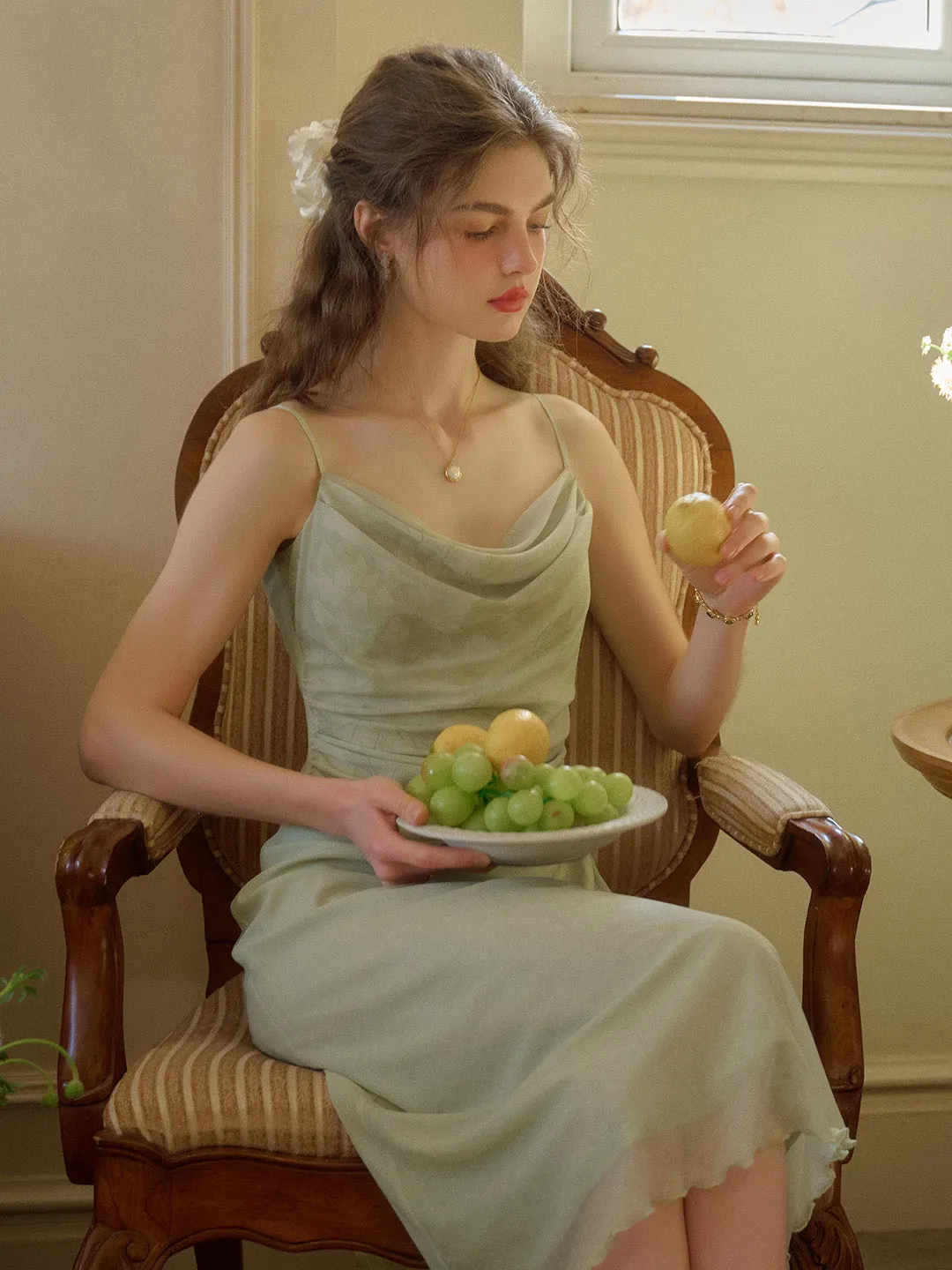 Clara Off-shoulder Leaf Mesh Dress