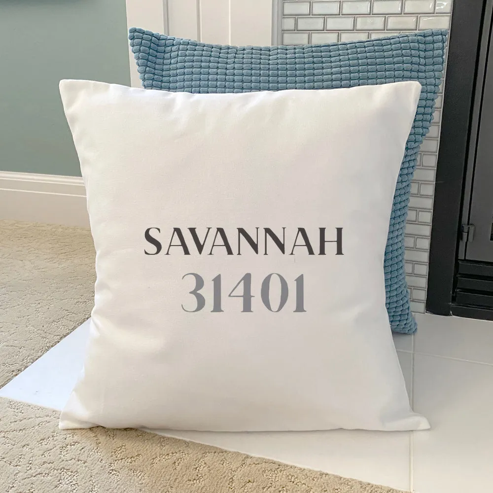 Classic Serif w/ City, Zip - Square Canvas Pillow