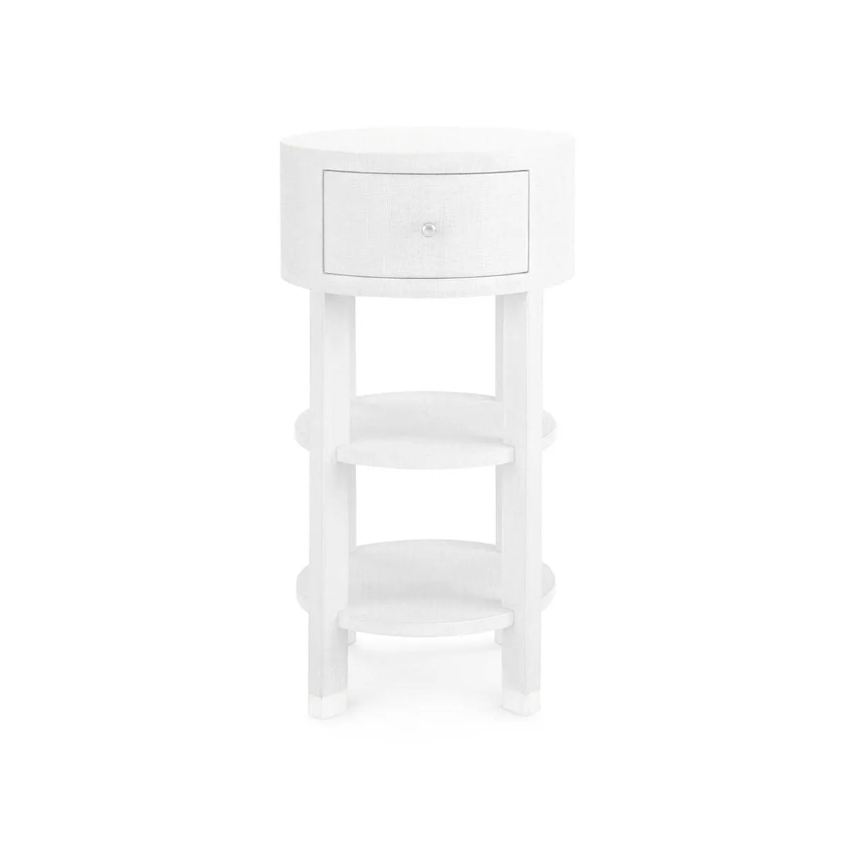 Claudette 1-Drawer Round Side Table / Cream, Nickel