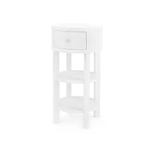 Claudette 1-Drawer Round Side Table / Cream, Nickel
