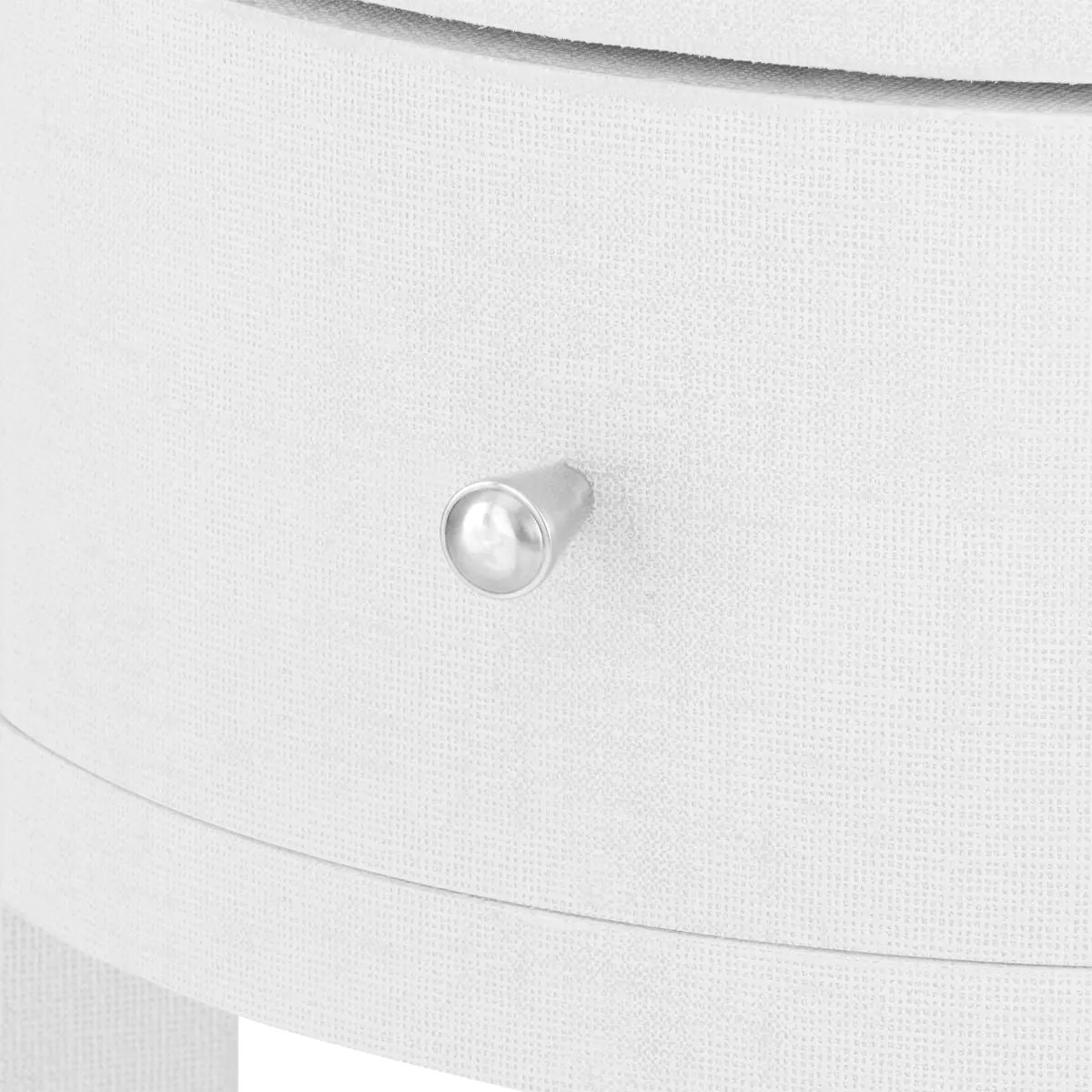 Claudette 1-Drawer Round Side Table / Cream, Nickel