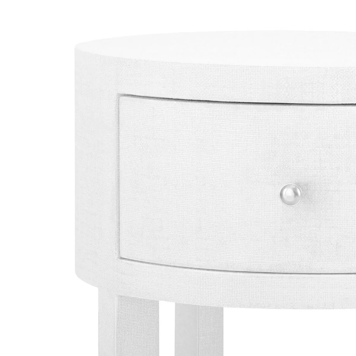 Claudette 1-Drawer Round Side Table / Cream, Nickel