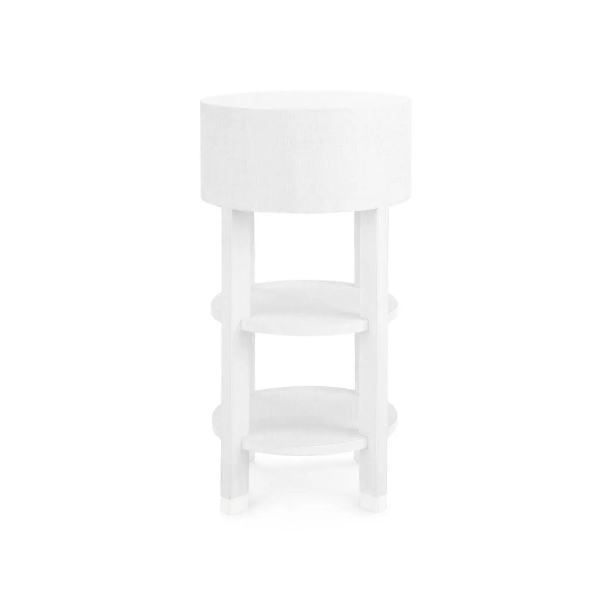 Claudette 1-Drawer Round Side Table / Cream, Nickel