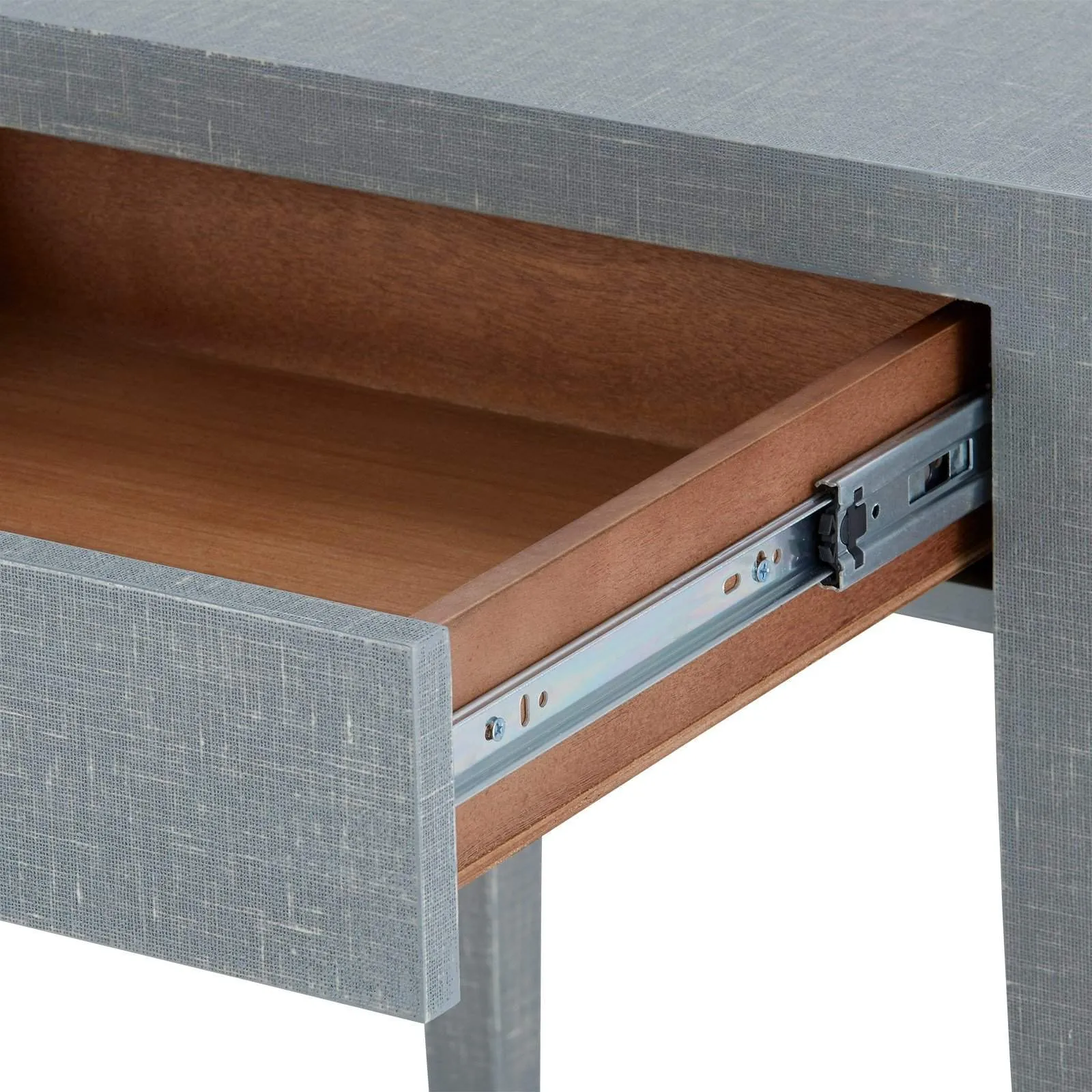 Claudette 1-Drawer Side Table / Washed Winter Gray, Brass