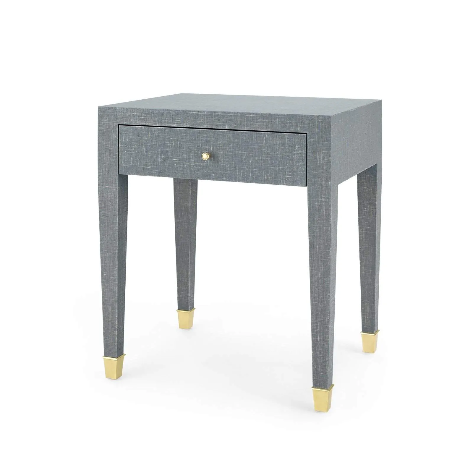 Claudette 1-Drawer Side Table / Washed Winter Gray, Brass
