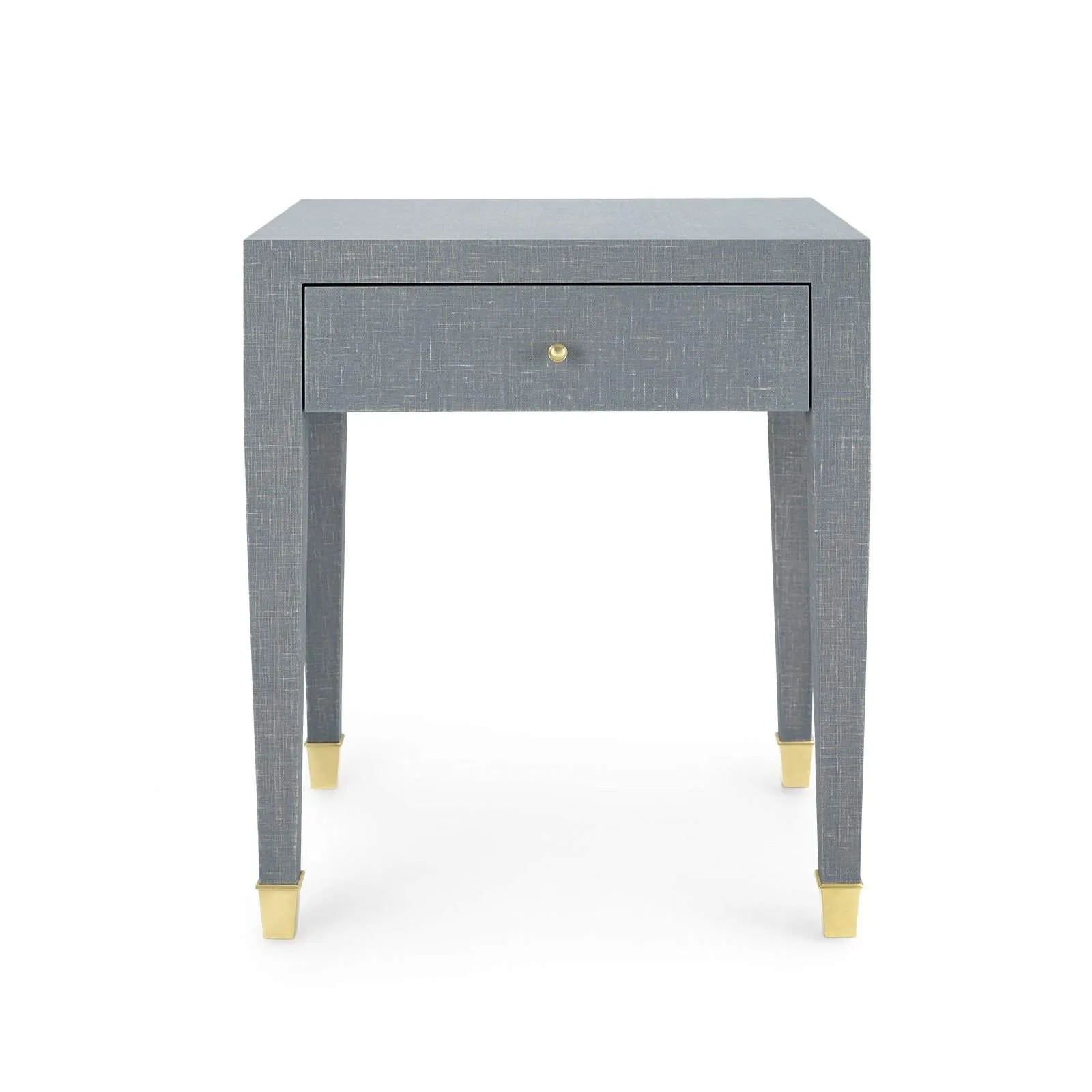 Claudette 1-Drawer Side Table / Washed Winter Gray, Brass