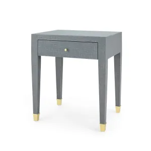 Claudette 1-Drawer Side Table / Washed Winter Gray, Brass