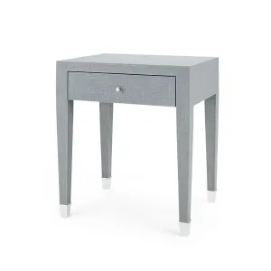 Claudette 1-Drawer Side Table / Washed Winter Gray, Nickel