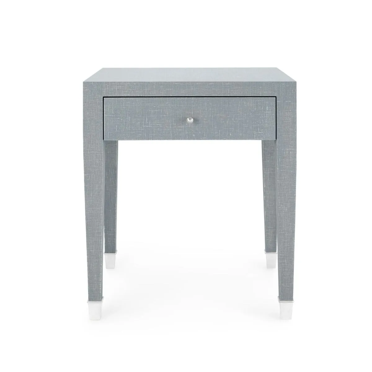 Claudette 1-Drawer Side Table / Washed Winter Gray, Nickel