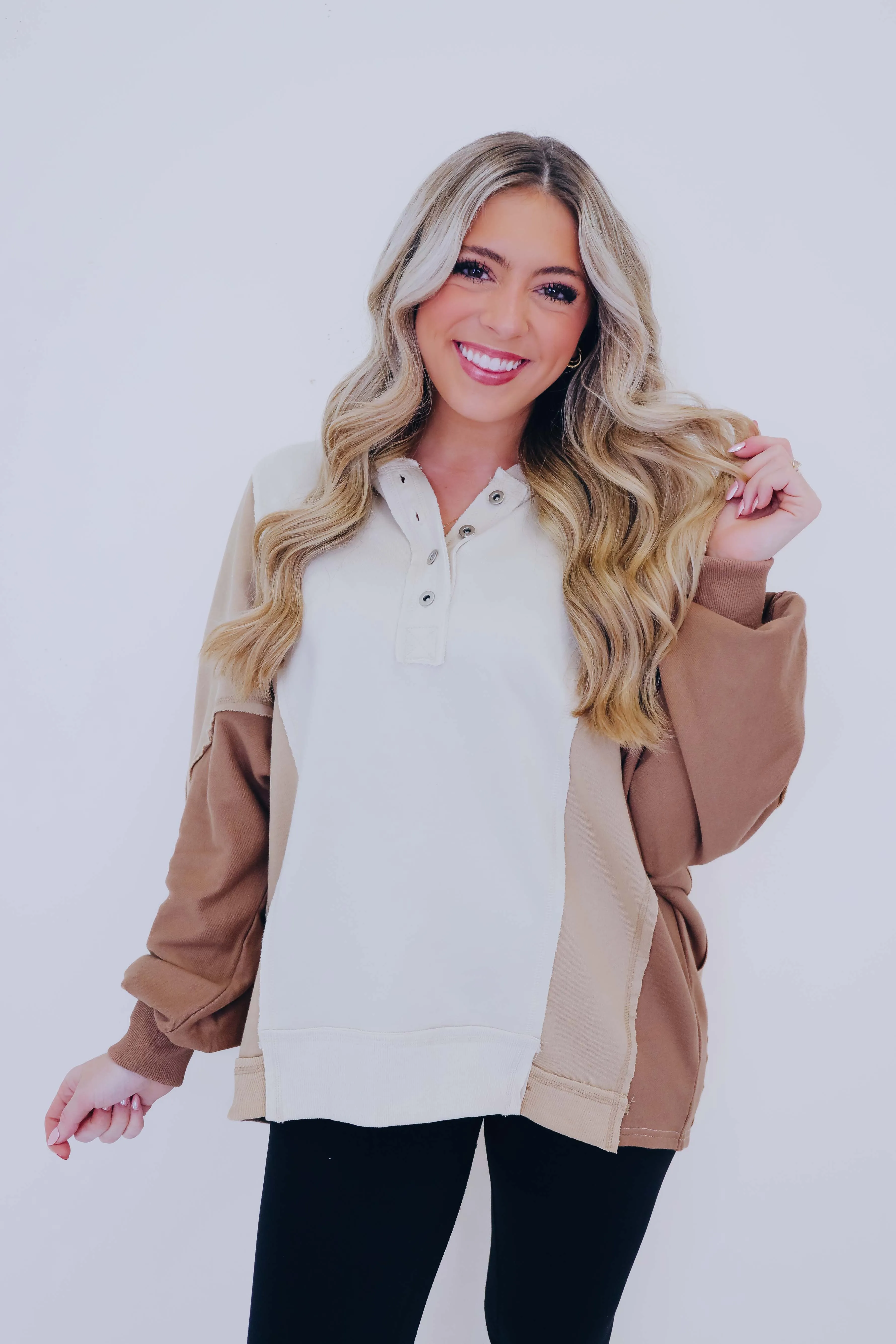 Claudette Colorblock Hoodie Top  - 2 Colors