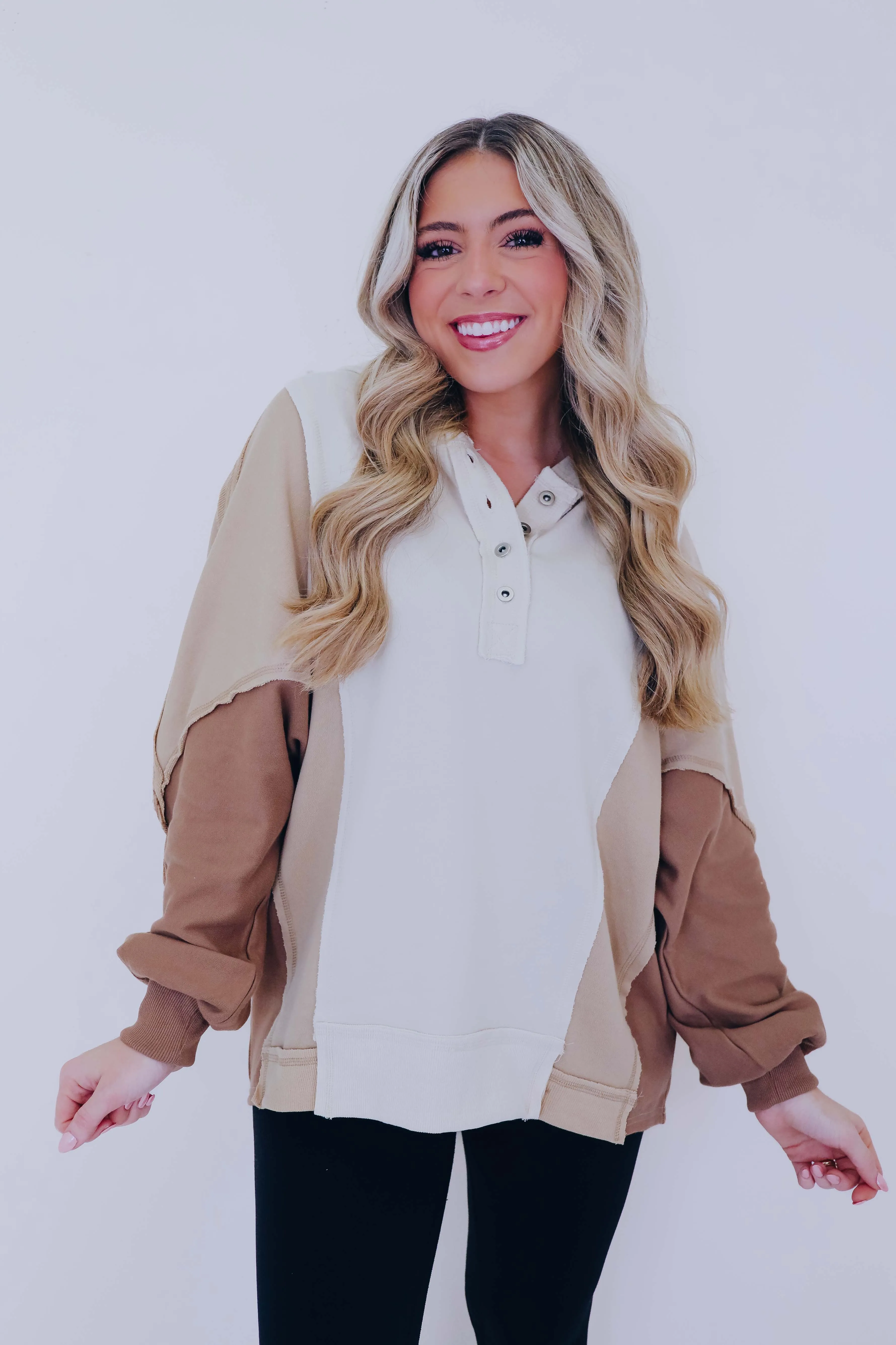 Claudette Colorblock Hoodie Top  - 2 Colors