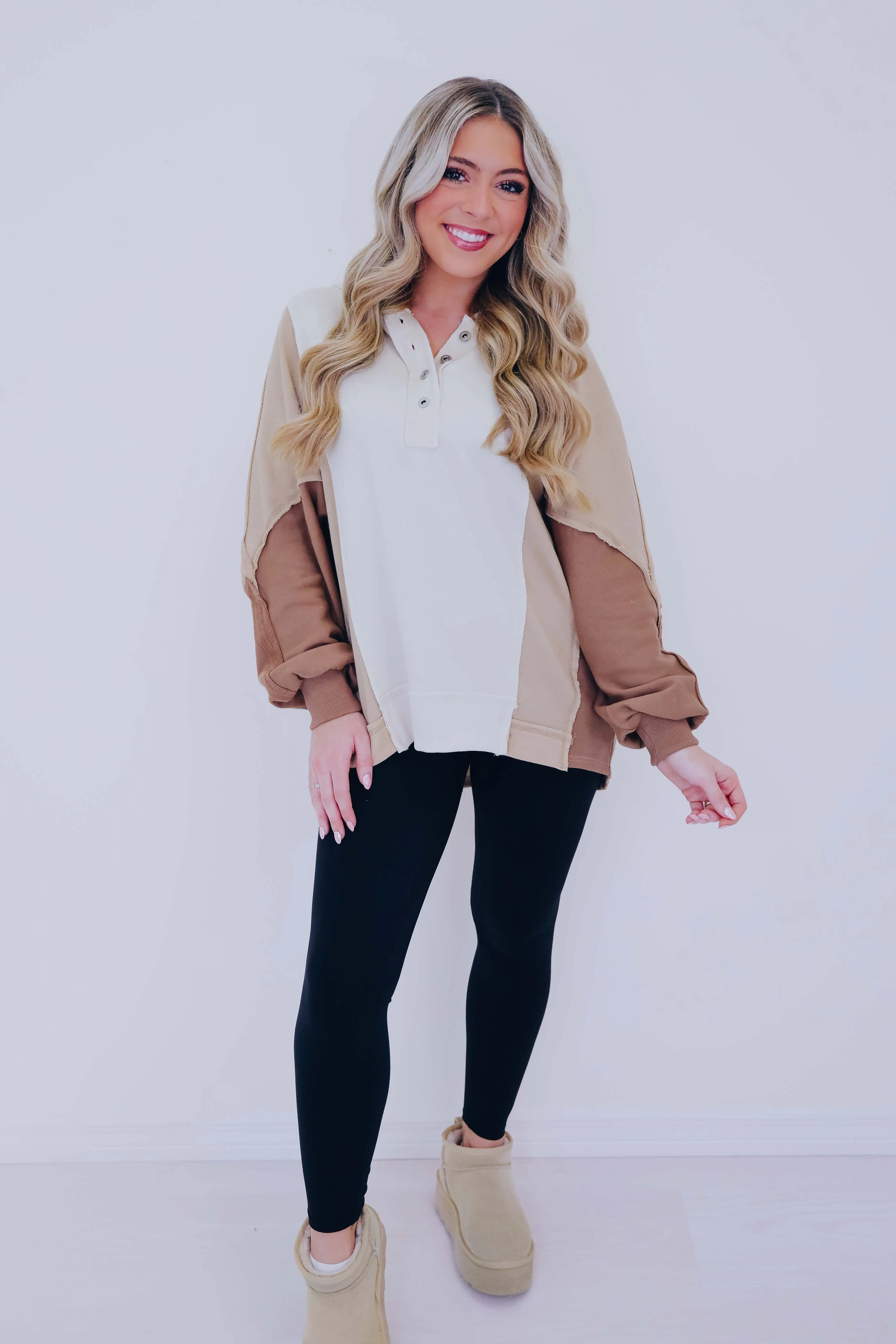 Claudette Colorblock Hoodie Top  - 2 Colors