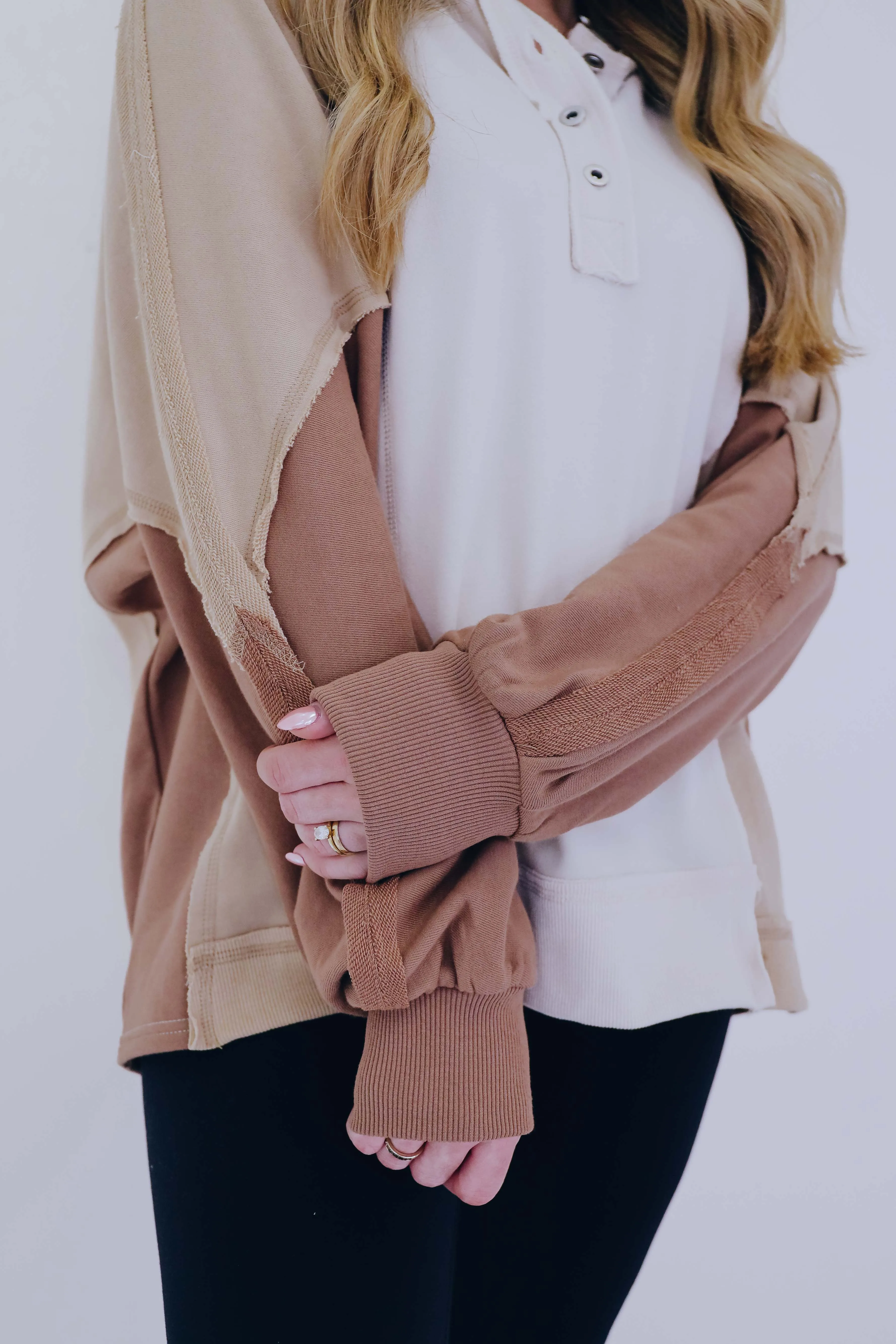 Claudette Colorblock Hoodie Top  - 2 Colors